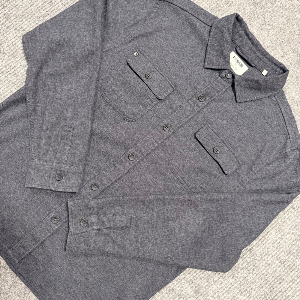 Linksoul Tempus Fugit Mens Gray Long Sleeve Button Down Shirt Size Medium